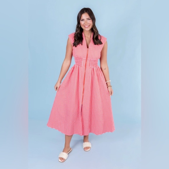 entro Dresses & Skirts - Entro red checkered dress size L